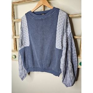NWT Fate Blue Peasant Sleeve Sweater Ladies Size Large